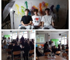 Powiększ zdjęcie Dzień Otwarty - ósmoklasiści w pracowni reklamy poznawali specyfikę tego kierunku