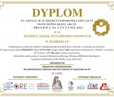 Przejdź do - Globalna strefa zaczytania. Podsumowanie II Międzynarodowej edycji VI Ogólnopolskiej akcji bicia rekordu w czytaniu na przerwie.