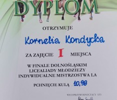 Powiększ zdjęcie Pamiątkowy dyplom Kornelii Kondyckiej