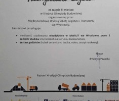 Powiększ zdjęcie Pamiątkowy dyplom Przemysława Czyża, który zajął 3 miejsce