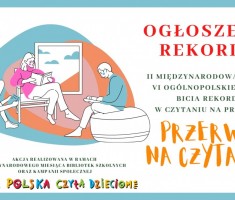 Powiększ zdjęcie Plakat z ogłoszeniem nowego rekordu w czytaniu na przerwie